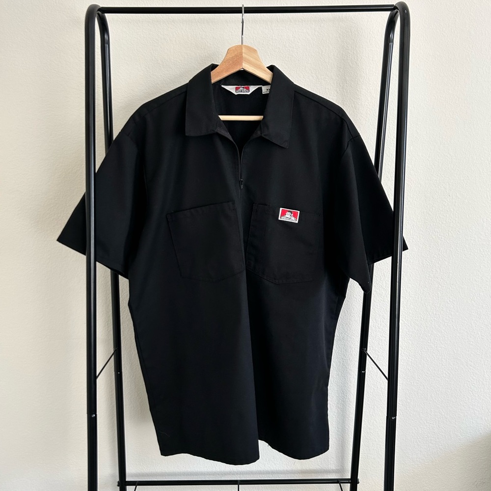 Ben Davis Black Zip Front Work Shirt XL Made in USA